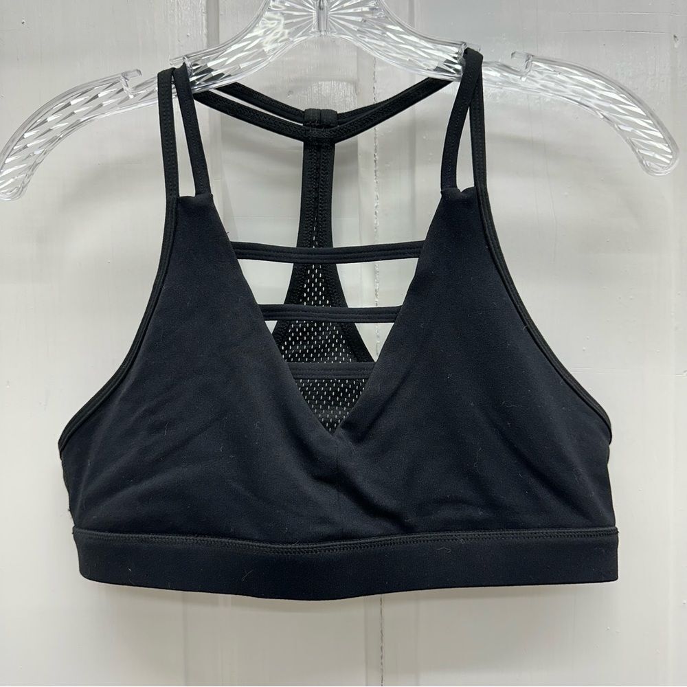 Zyia Active black‎ grid athletic strappy sports bra women's xxl.  mesh back